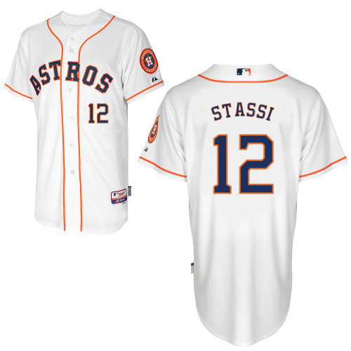 Max Stassi #12 MLB Jersey-Houston Astros Men's Authentic Home White Cool Base Baseball Jersey